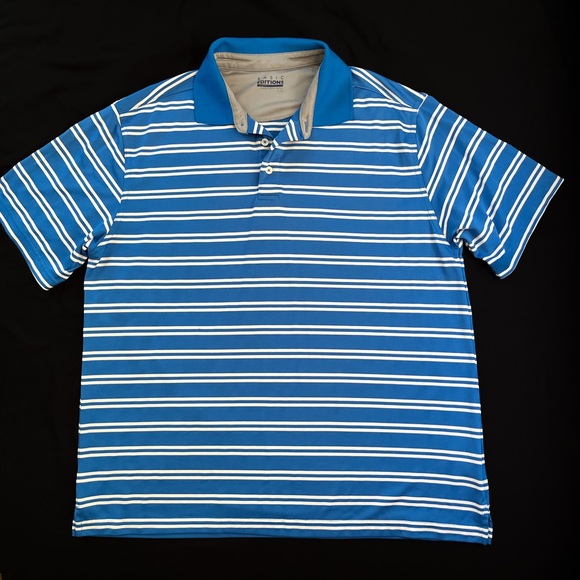 Basic Editions Blue and White Striped Polo Shirt - Picture 1 of 5